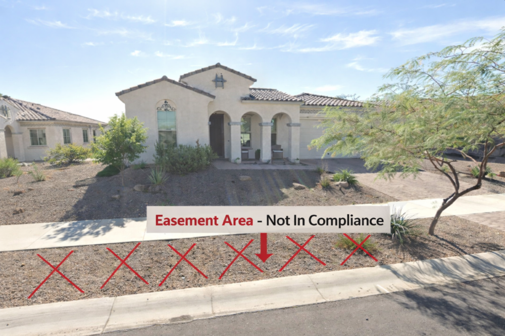 Home with marked easement area